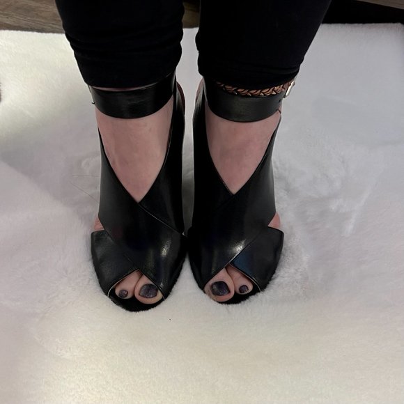 Black NINE WEST Women's Ombray Leather Dress Pump - Size 7.5 - Picture 14 of 15